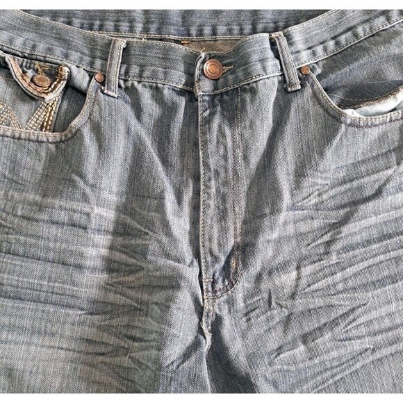 Brooklyn Xpress Jeans Shorts Men’s 40 Blue Denim Jorts Hip Hop Baggy Distressed - Picture 3 of 10